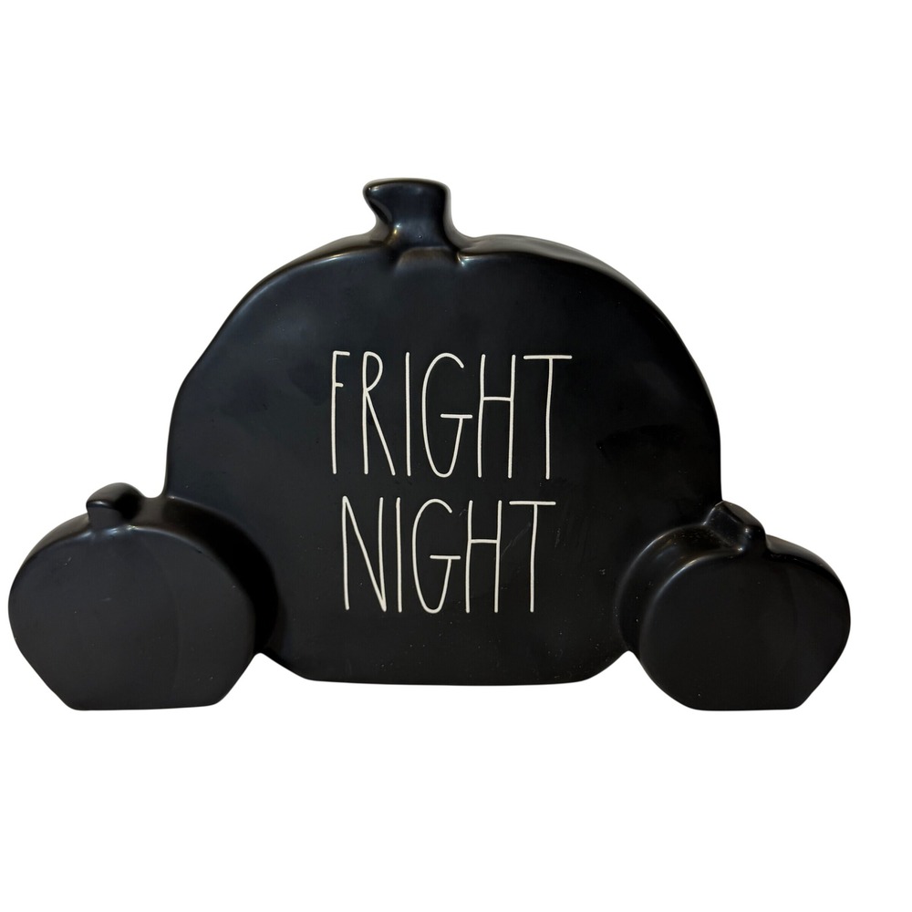 Rae Dunn Fright Night Black Matte Triple Pumpkin Halloween Decor Magenta